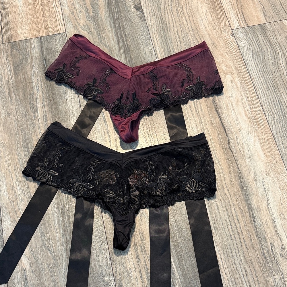 Victoria's Secret Burgundy and Black Lace Panties - Picture 9 of 10